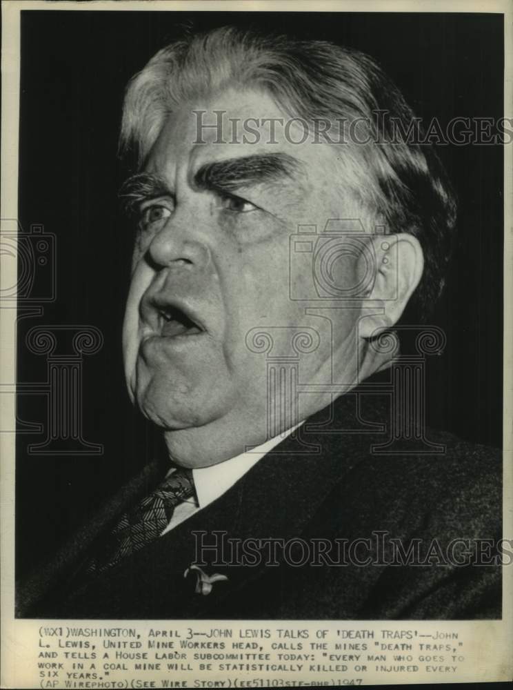 1947 Press Photo United Mine Workers union boss John Lewis, Washington, DC