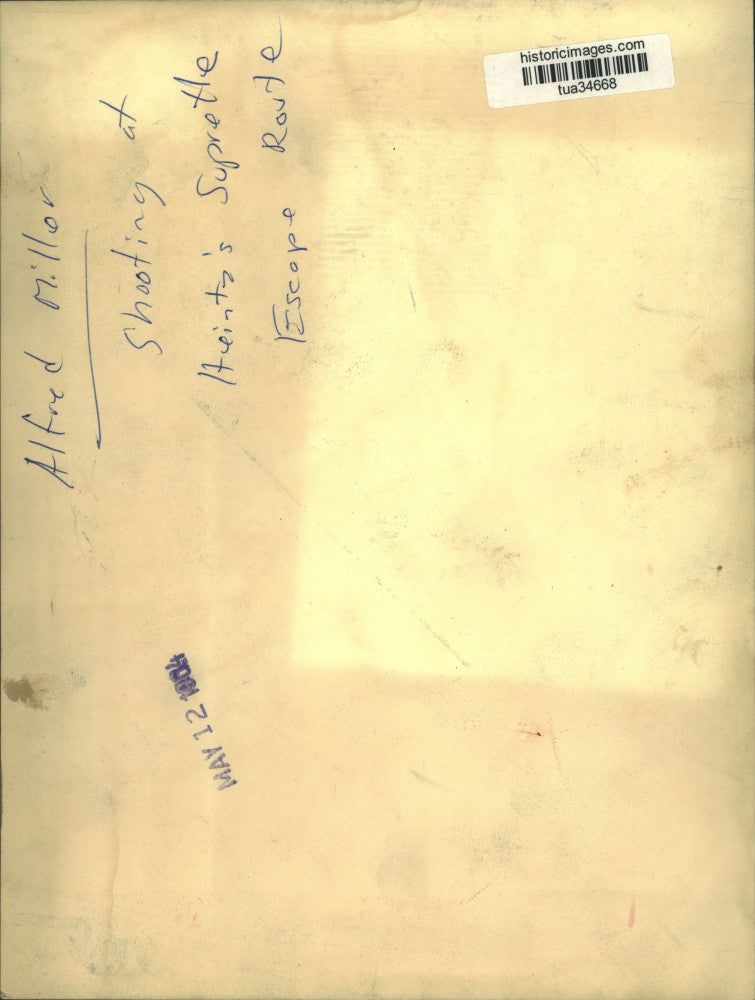 1964 Press Photo Broken window in kitchen from shooting suspect Alfred Miller