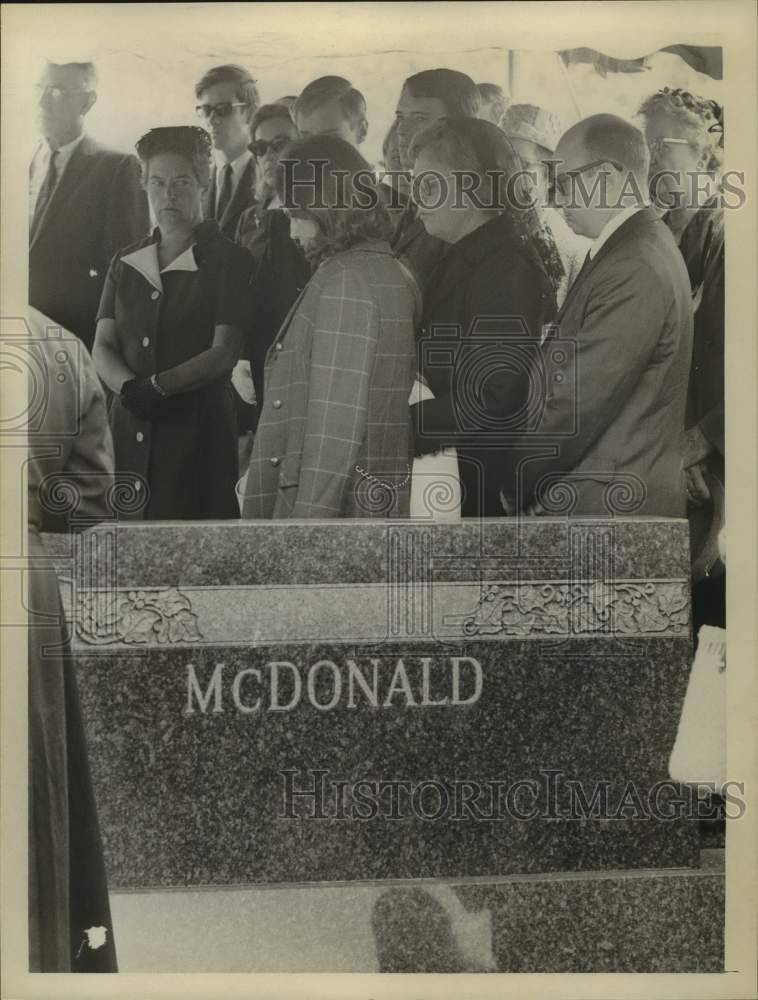 Load image into Gallery viewer, 1969 Press Photo Mrs. James McDonald at husband's funeral, Cohoes, New York
