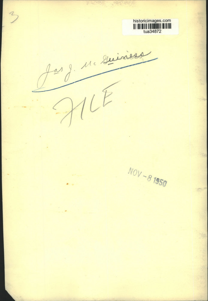 1950 Press Photo James J. McGuiness, Albany, New York - tua34872