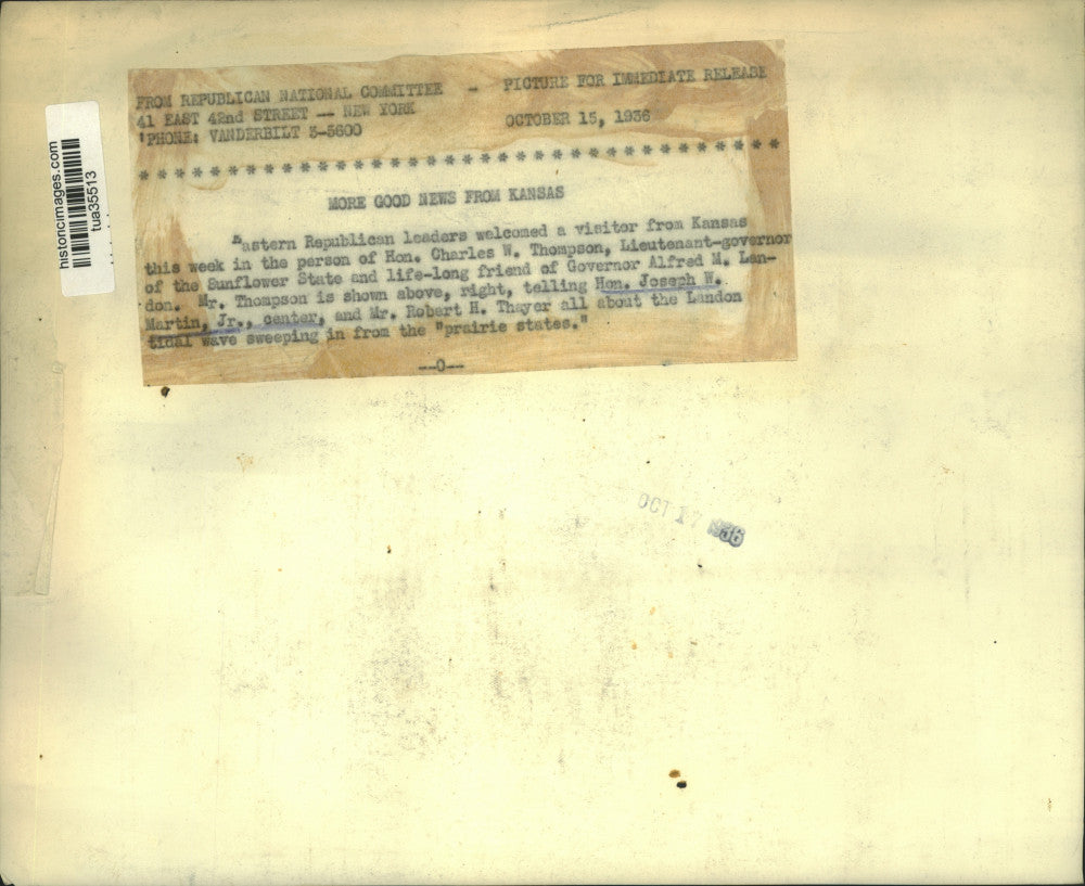 1936 Press Photo Republican leaders converse during meeting in New York