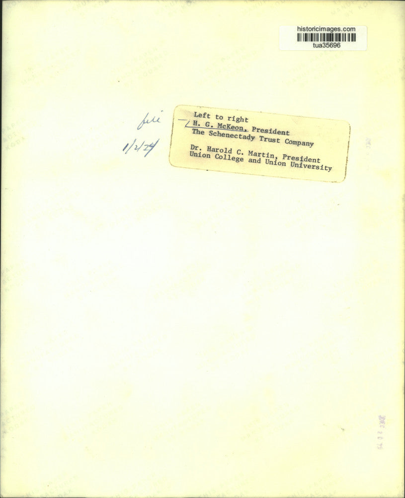 1924 Press Photo H. G. McKeon & Dr. Harold C. Martin in Schenectady, New York