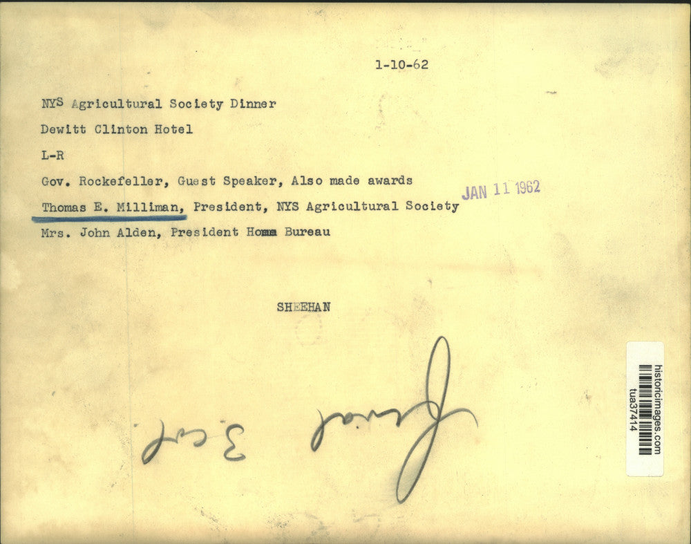 1962 Press Photo New York State Agricultural Society hosts dinner in Albany