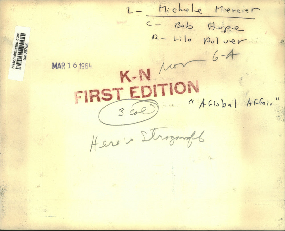 1964 Press Photo Michele Mercier, Bob Hope & Lilo Pulver in "A Global Affair"