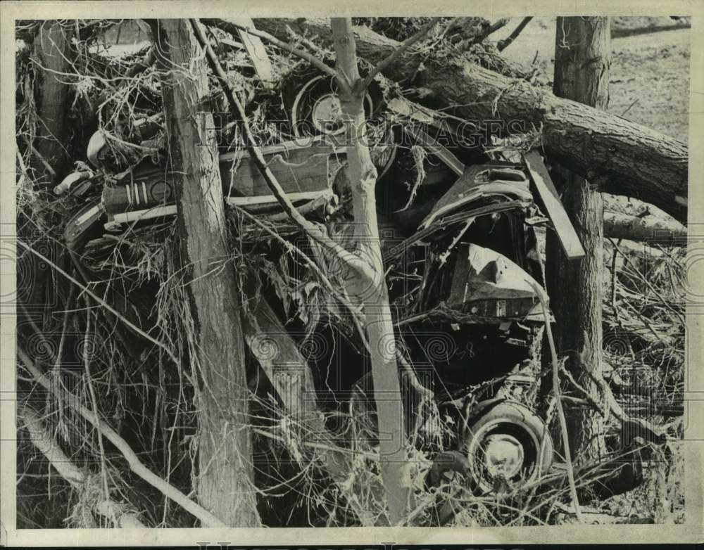 1968 Press Photo Pile of flood debris in Lee, Massachusetts - tua40331- Historic Images