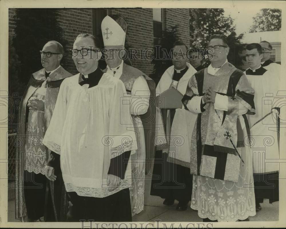 1964 Press Photo Clergymen march during Feast of St. Augustine, Troy, New York- Historic Images