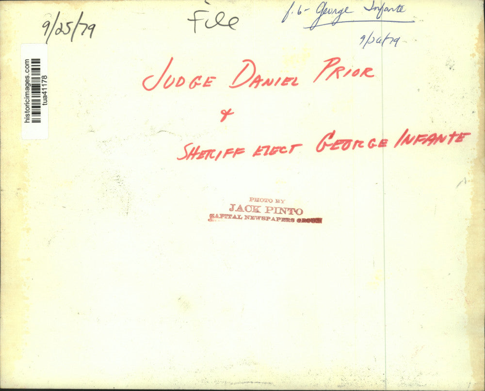 1979 Press Photo Judge Daniel Prio & Sheriff-elect George Infante in Albany, NY