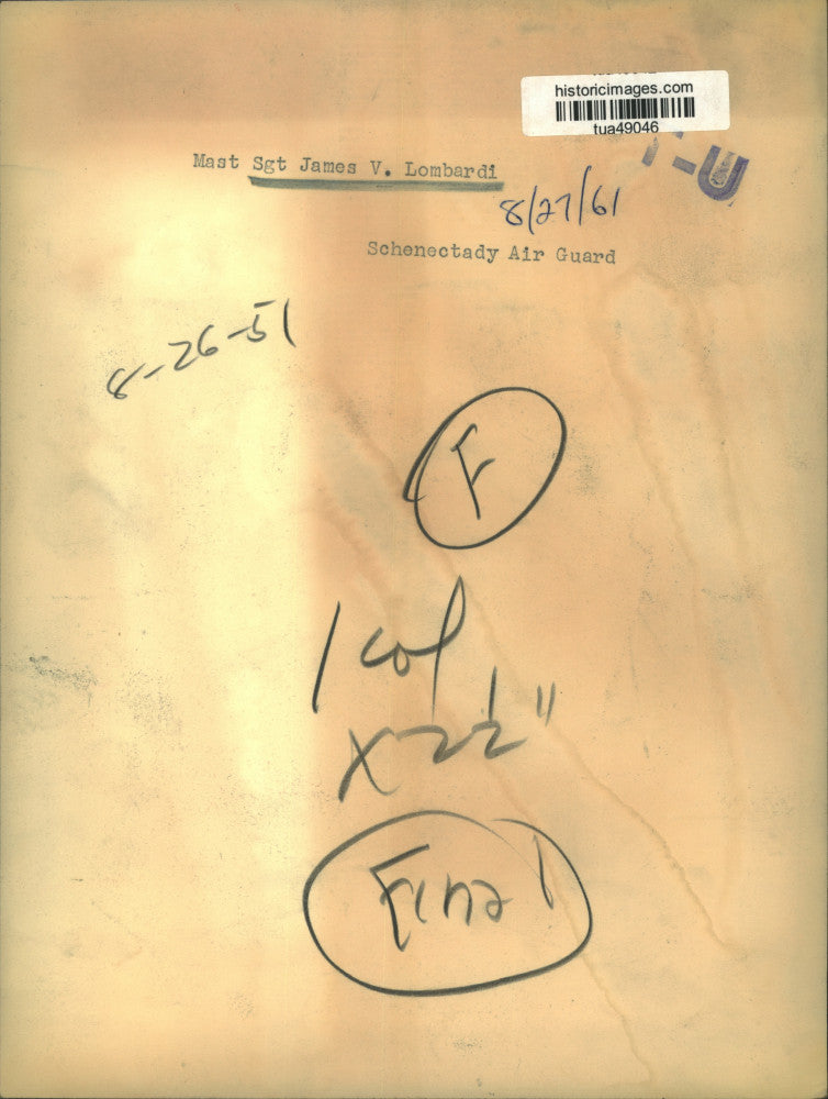1951 Press Photo Master Sergeant James Lombardi, Schenectady Air Guard, New York