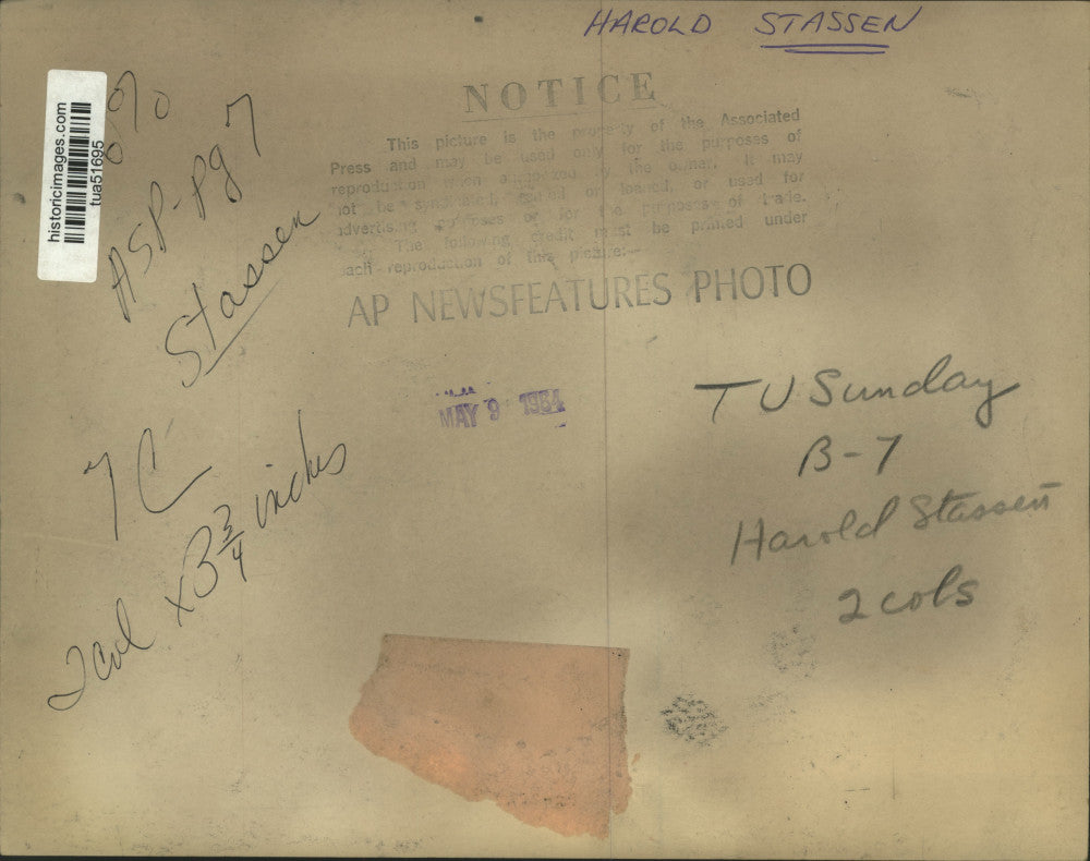 1964 Press Photo Former Governor of Minnesota, Harold Stassen - tua51695