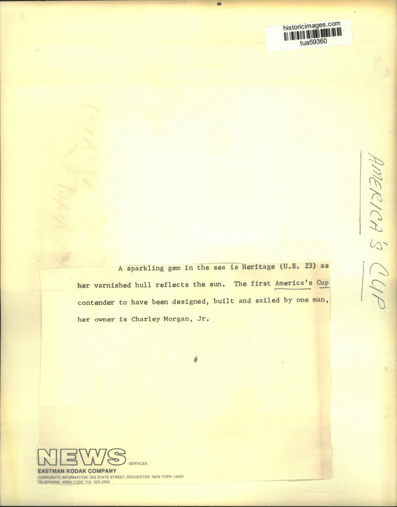 Press Photo America's Cup racing boat Heritage (US 23) - tua59360