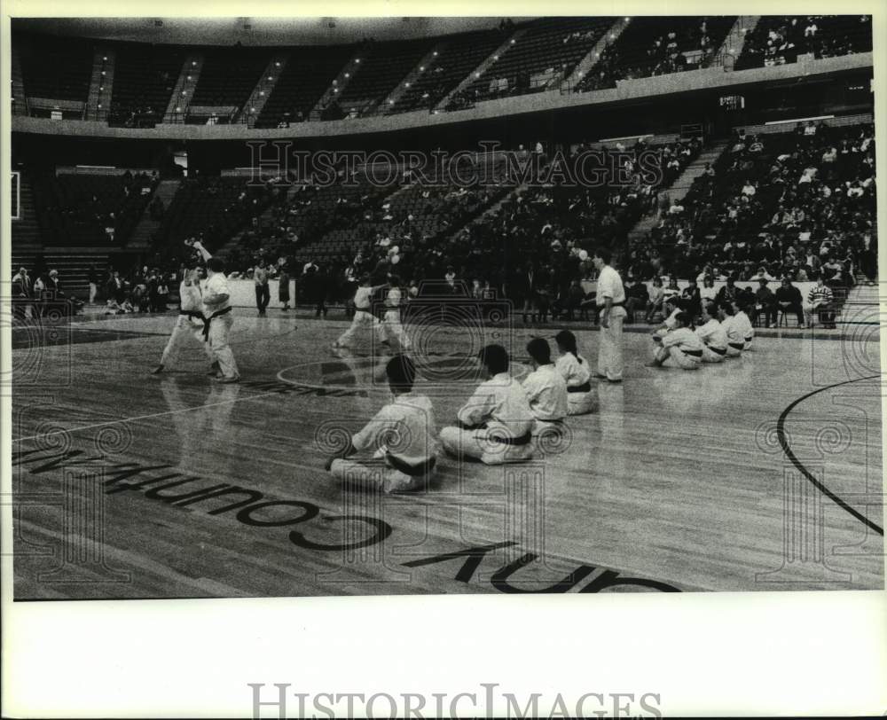 1990 Press Photo Budokai Karate Association performs in Albany, New York- Historic Images