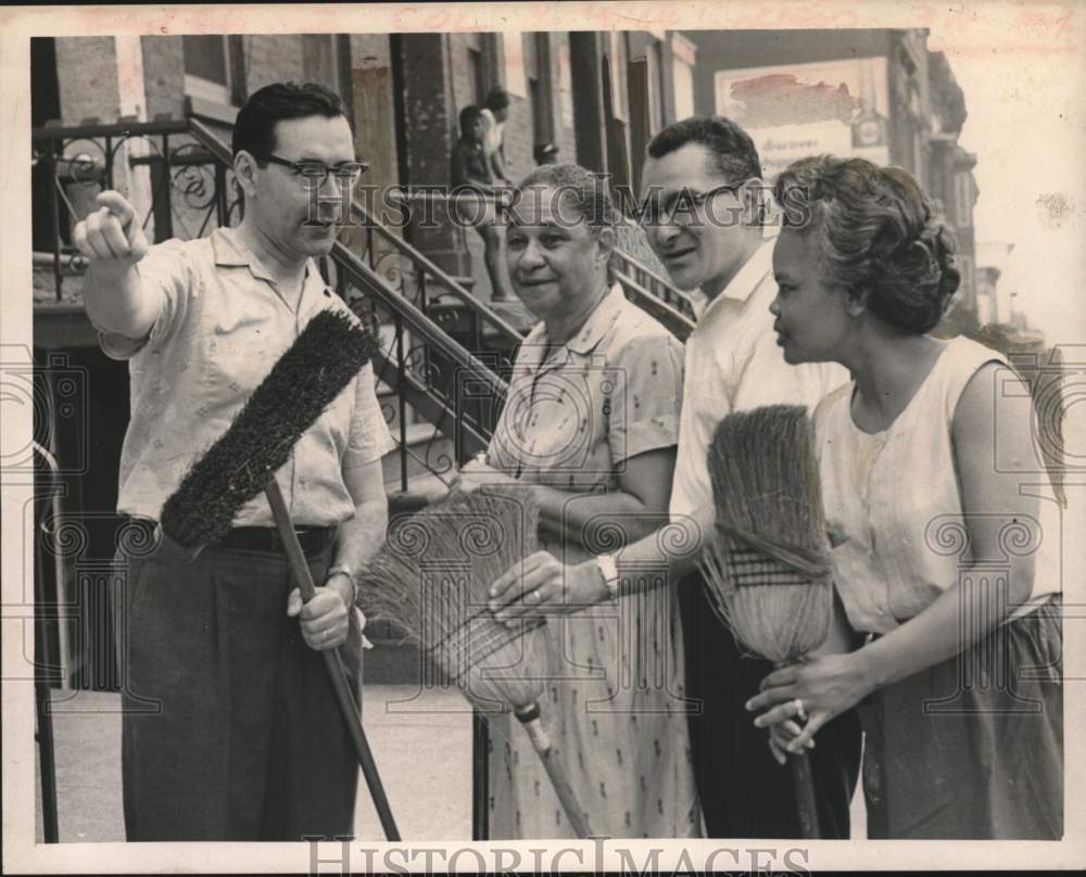 1963 Press Photo Group prepares to clean up Clinton Square area of Albany, NY