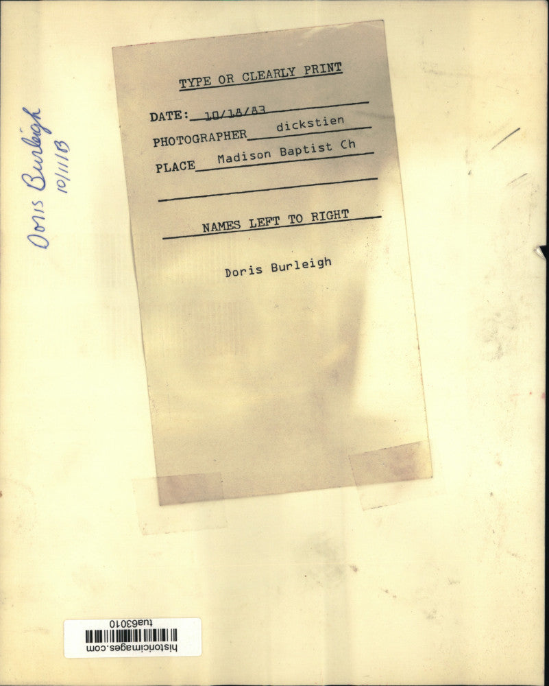 1983 Press Photo Doris Burleigh at Madison Baptist Church, Albany, New York