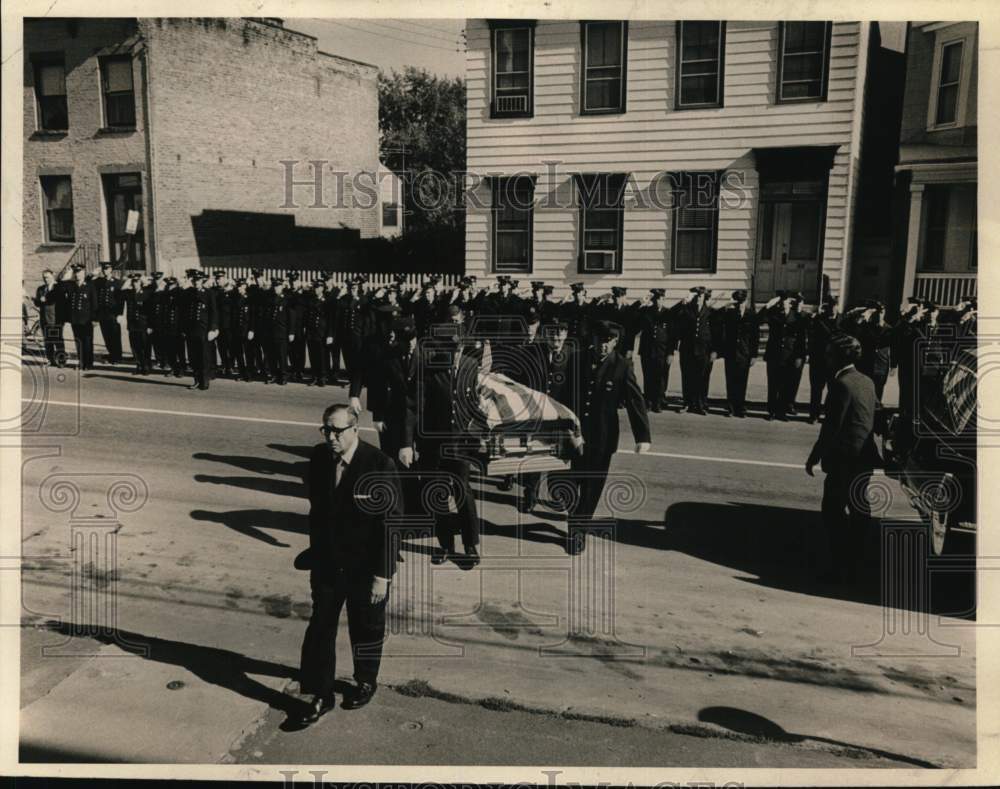 1971 Press Photo Firemen in formation at James Brady funeral, Albany, New York