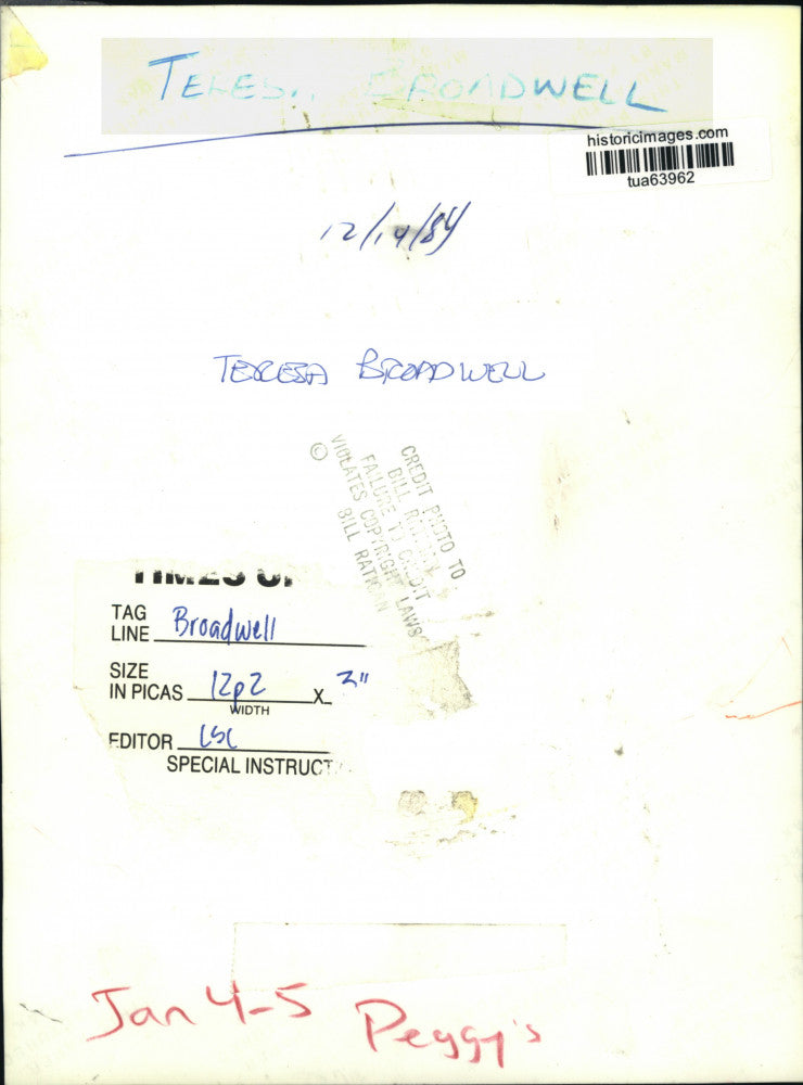 1984 Press Photo Teresa Broadwell, New York - tua63962