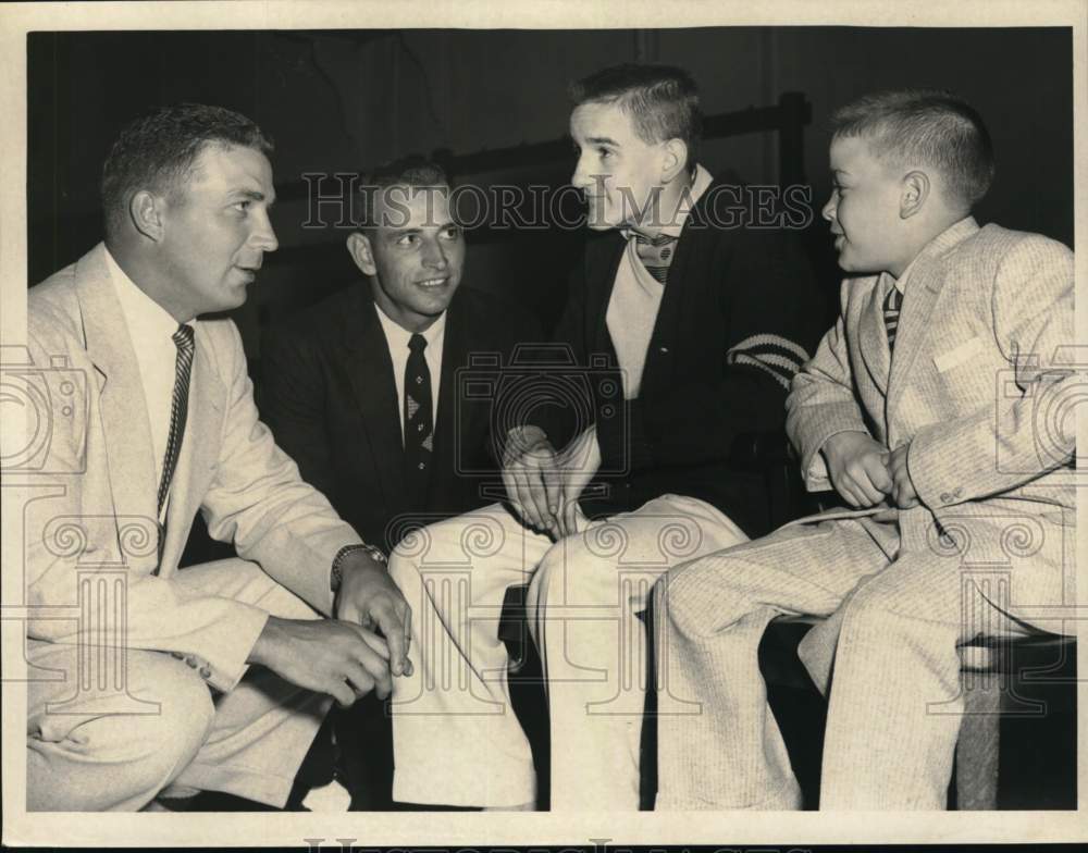 1957 Press Photo Baseball stars chat with young fans in New York - tua64635- Historic Images