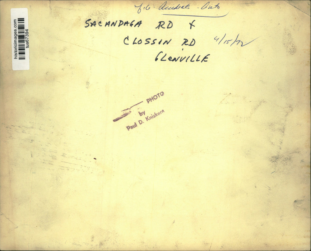 1972 Press Photo Car overturned on Sacandaga Road in Glenville, New York