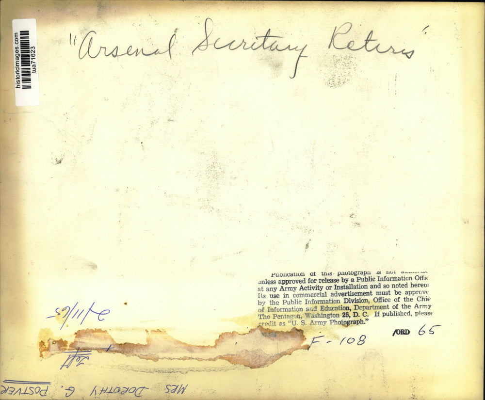 1965 Press Photo Dorothy G. Postver retires from Watervliet Arsenal, New York