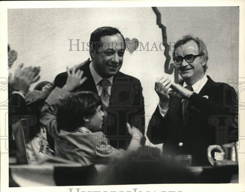 1978 Press Photo New York Secretary of State Mario Cuomo with son of Hugh Carey- Historic Images