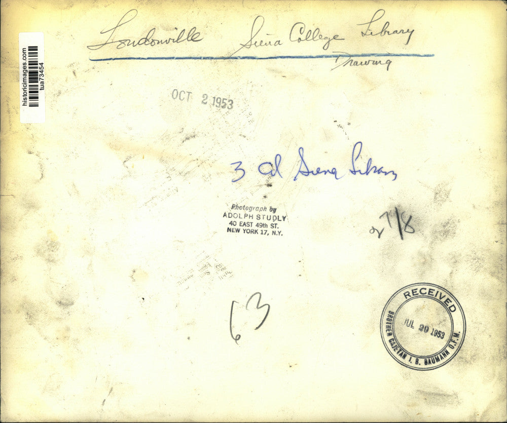 1953 Press Photo Architect's sketch of library at Siena College, Loudonville, NY