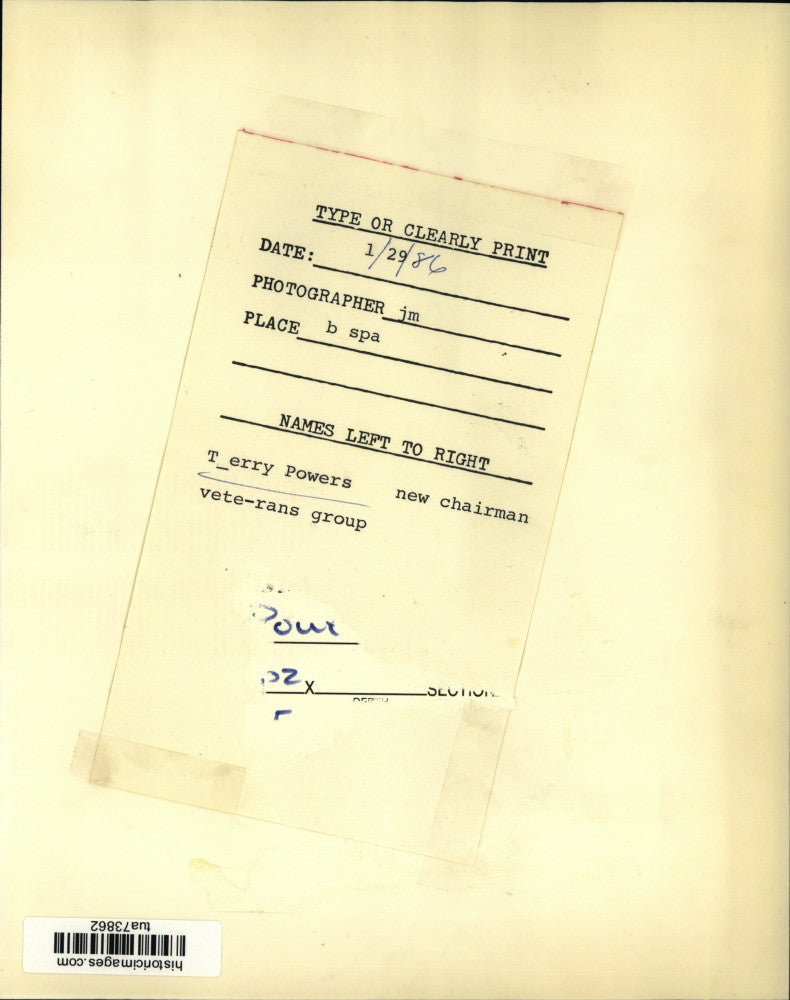 1986 Press Photo Veterans group chairman Terry Powers, Ballston Spa, New York