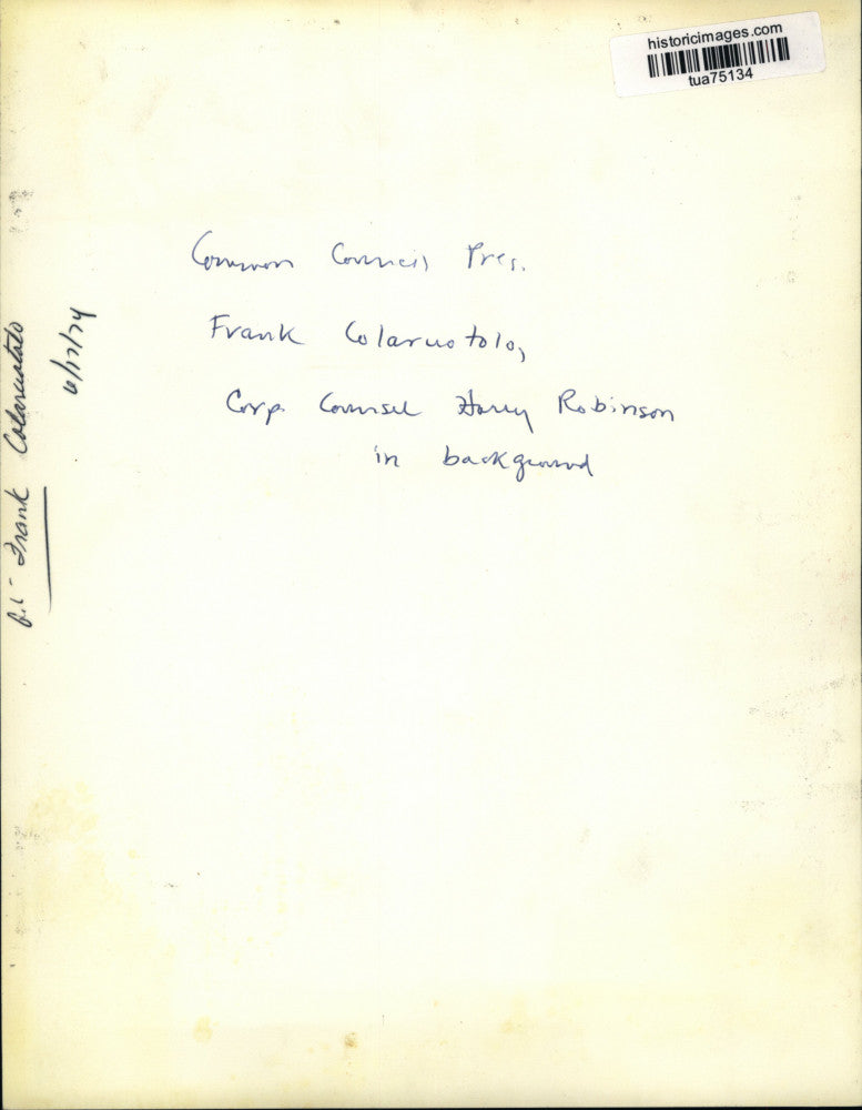 1974 Press Photo Frank Colarustolo & Harry Robinson in Albany, New York meeting