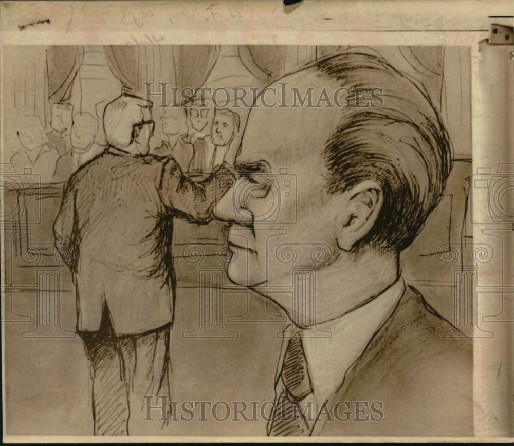 1974 Press Photo Artist's sketch of W.A. "Tony" Boyle in New York courtroom