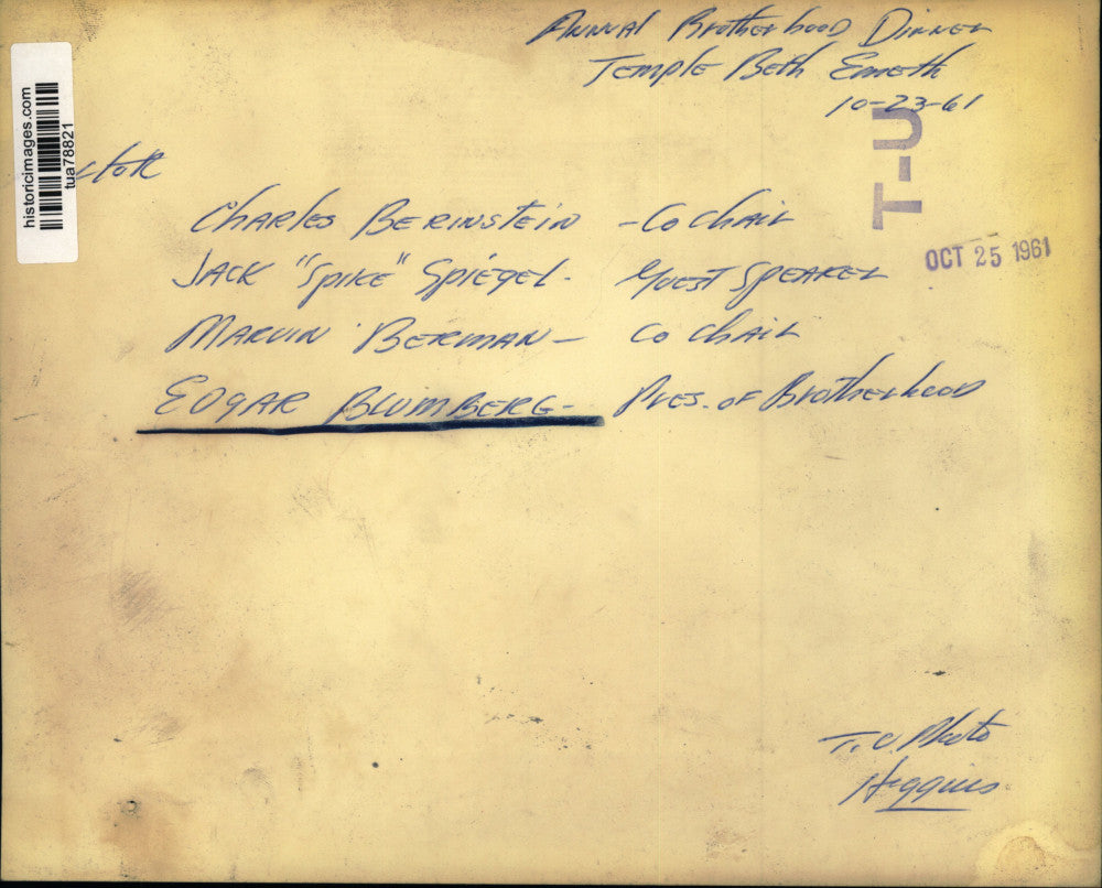 1961 Press Photo Brotherhood dinner held at Temple Beth Emeth, Albany, New York