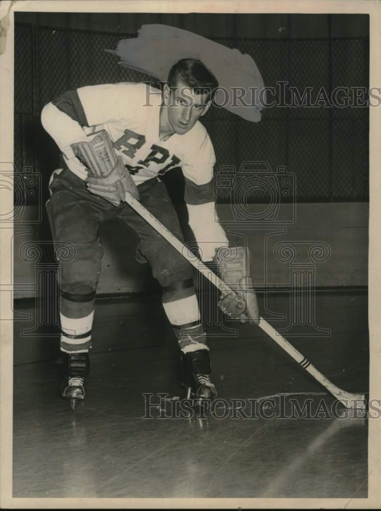 1961 Press Photo Brian Robins, Rensselaer Polytechnic Institute hockey, New York- Historic Images