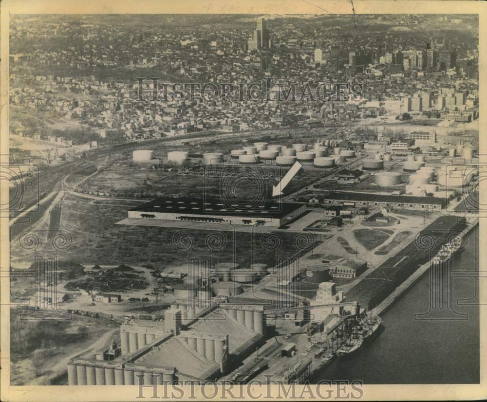 1963 Press Photo Goodyear Rubber Co. warehouse at Port of Albany in New York
