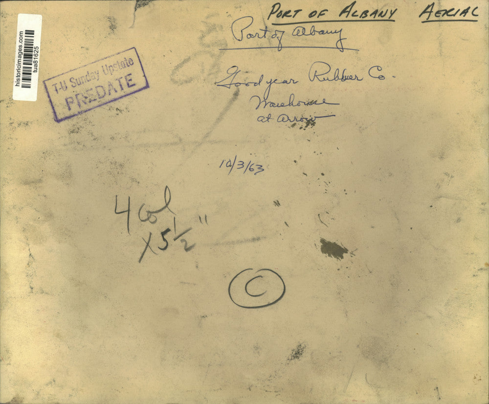 1963 Press Photo Goodyear Rubber Co. warehouse at Port of Albany in New York