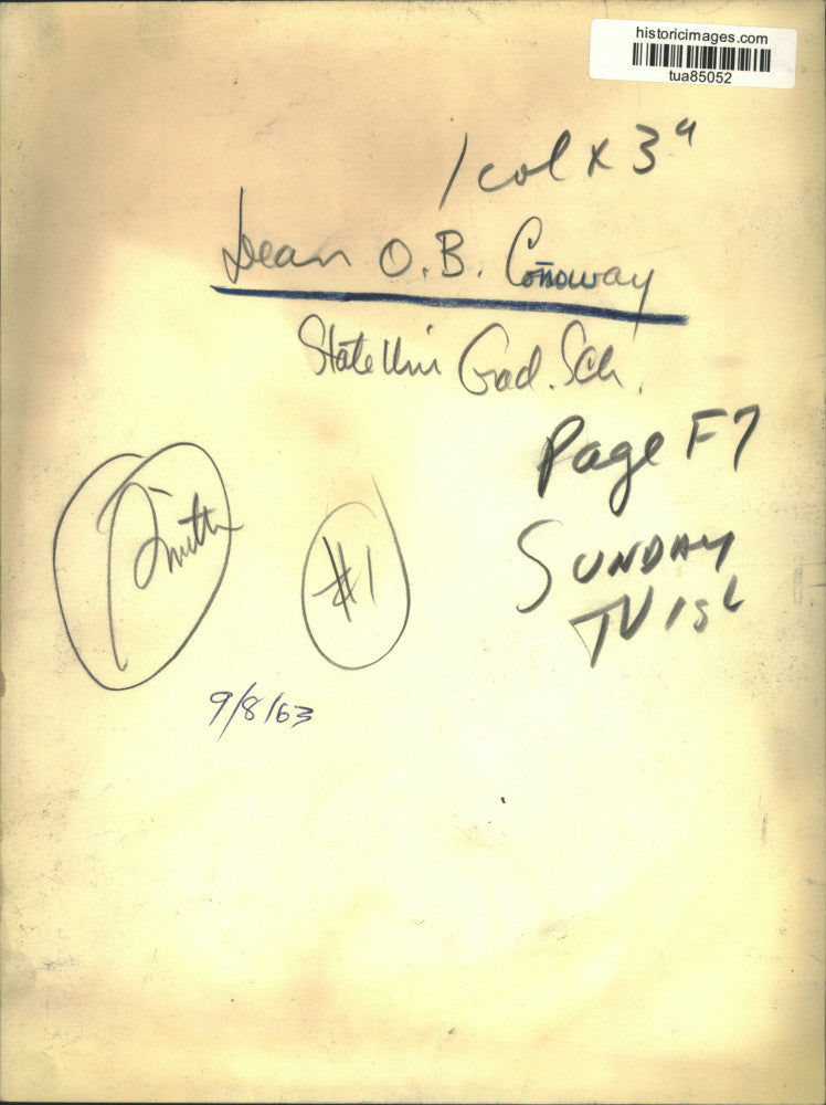 1963 Press Photo Dean O.B. Conoway, State University of New York, Albany