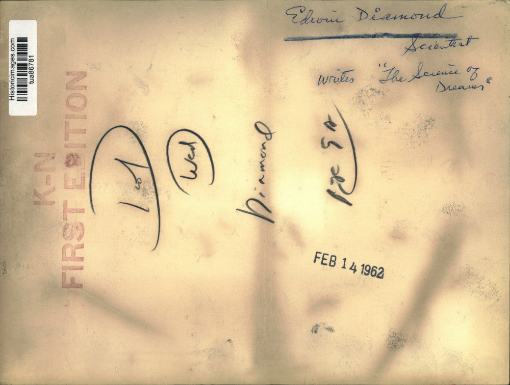 1962 Press Photo Edwin Diamond, Scientist, author of "The Science of Dreams"