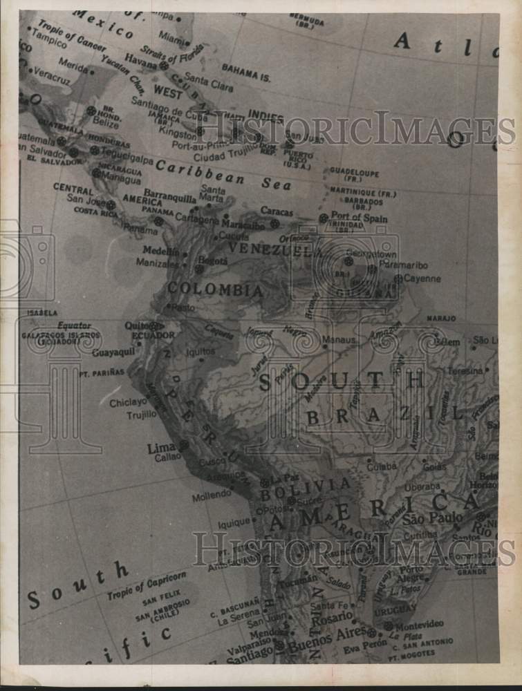 1966 Press Photo Map of South America - tua90634- Historic Images