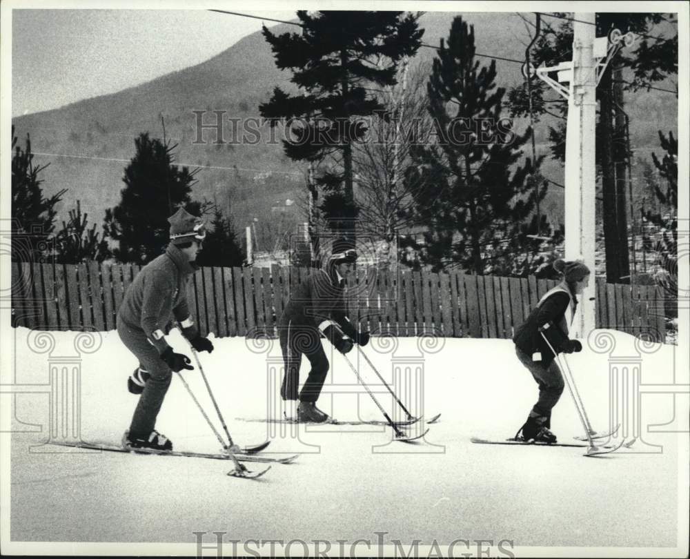1980 Press Photo Handicapped skiers at Hunter Mountain, New York- Historic Images