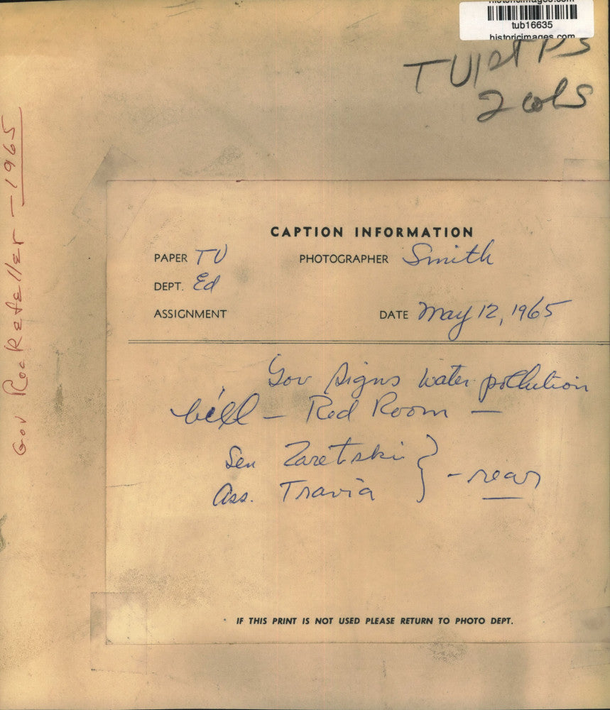 1965 Press Photo Senator Saretski and Governor at Bill Signing, New York