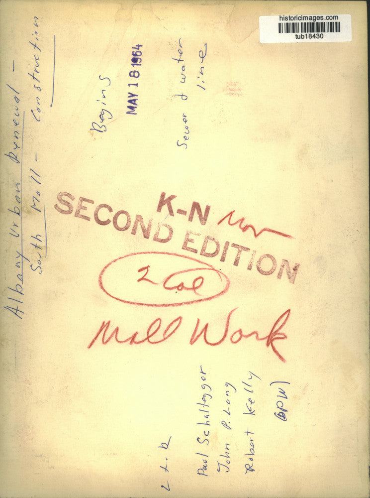 1964 Press Photo John Lang and Officials at Construction Site, Albany, New York