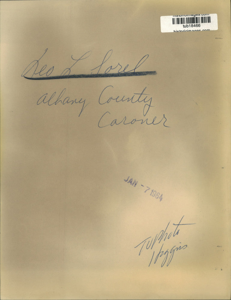 1964 Press Photo Leo L. Sorel, Albany County Coroner - tub18466