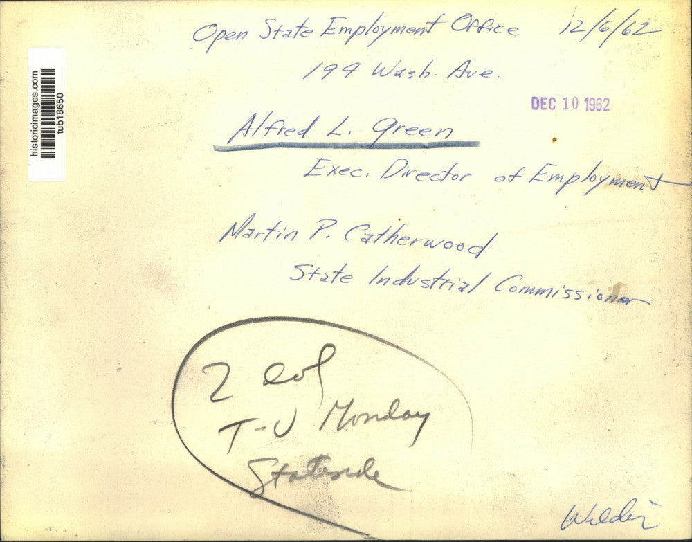 1962 Press Photo Employment Office Officials Alfred Green & Martin Catherwood