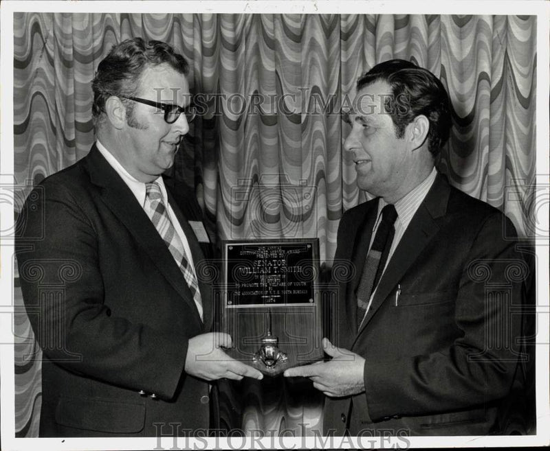 Load image into Gallery viewer, 1974 Press Photo Senator William T. Smith and James E. Gerzone, New York
