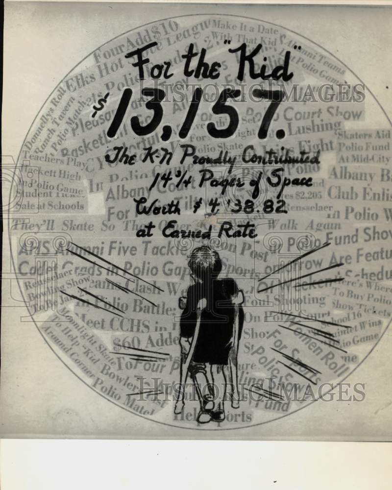 Press Photo Poster About The Knickerbocker News Space to Support Polio Funds- Historic Images