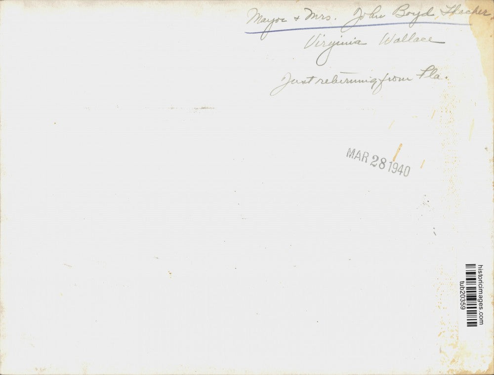 1940 Press Photo Mayor & Mrs. John Boyd Thacher with Virginia Wallace Returning