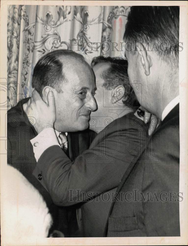 1964 Press Photo Assemblyman Stanley Steingut Embraced by Associate - tub20379- Historic Images