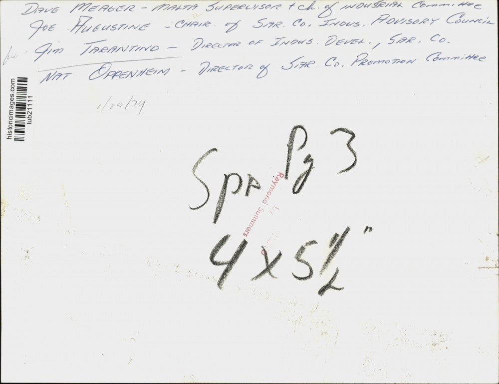 1974 Press Photo Dave Meager, Jim Augustine, Jim Tarantino & Nat Oppenheim Meet