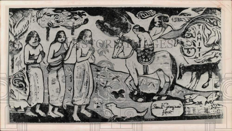 Load image into Gallery viewer, 1963 Press Photo "Changement de Residence" Woodcut by Artist Paul Gauguin
