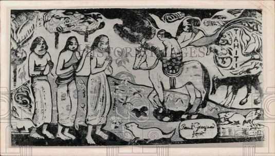 1963 Press Photo "Changement de Residence" Woodcut by Artist Paul Gauguin