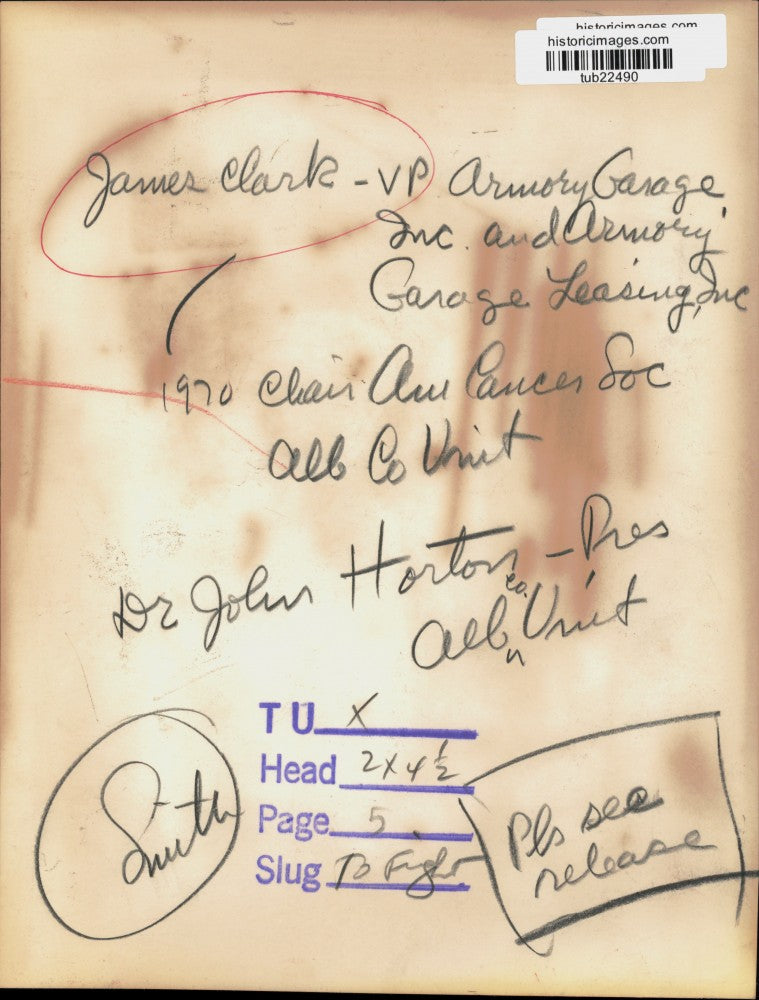 Press Photo James Clark, John Horton, Albany County, American Cancer Society