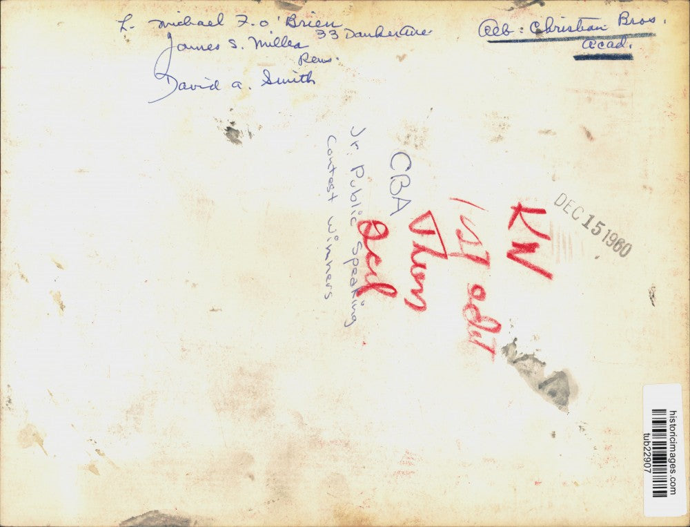 1960 Press Photo Michael O'Brien, Classmates, Albany Christian Brothers Academy