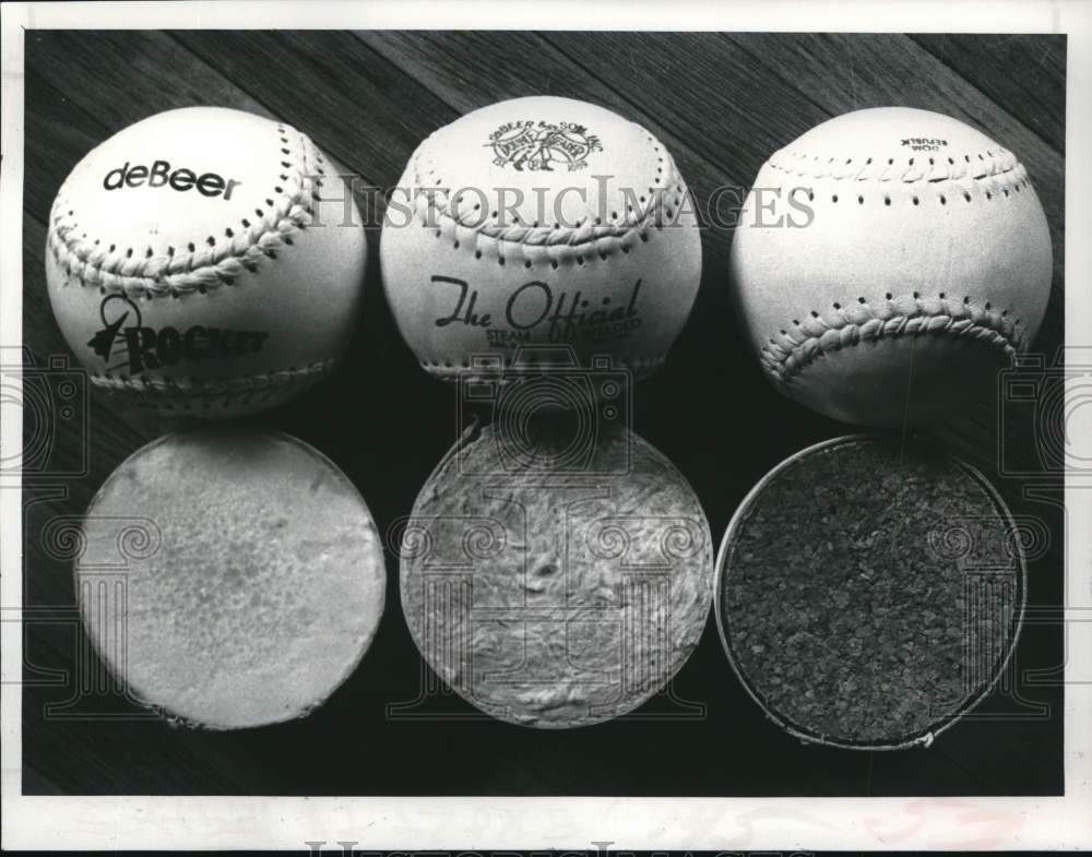 1983 Press Photo Softball Collection Seen at Collector&#39;s Home in Albany, NY- Historic Images