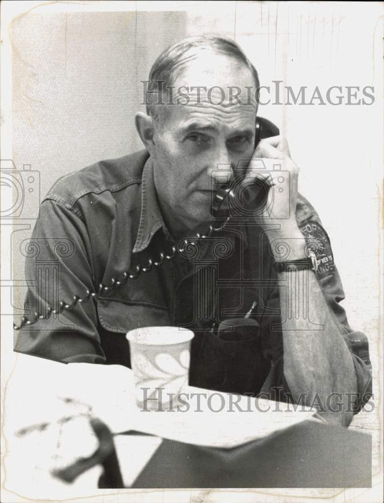 1963 Press Photo District Ranger George Stewart on Phone - tub25612- Historic Images